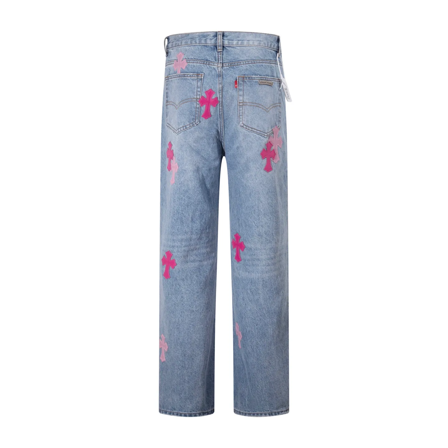 P230 Style No.: H922 Chrome Hearts & Chrome Hearts Classic Blue Pink Leather Jeans for Men and Women (Pingtai Original) Styles with different washes and textures, very friendly to people with thin legs and thick legs. The slightly flared version is very flattering to the leg shape. Moderate length that never goes out of style, easy to match with casually, basic styling for various styles, a must-have in the wardrobe! The fabric is stiff but also makes the upper body soft without losing texture. The washing process is even more perfect. It is a must-have item for everyone! ! ! Washed wheat, hang tag, pants label, three labels complete Color: blue Size: 28-30-32-34-36